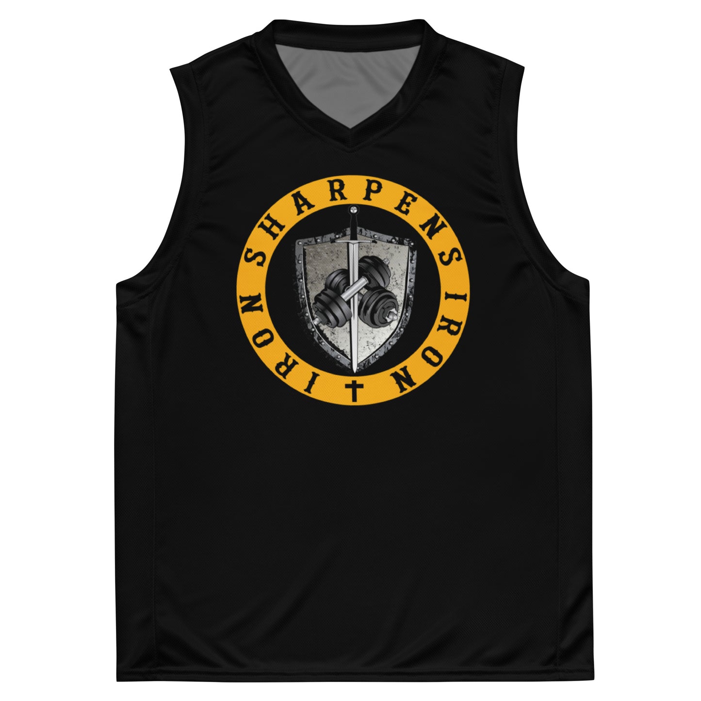 Recycled unisex IRON SHARPENS IRON basketball jersey