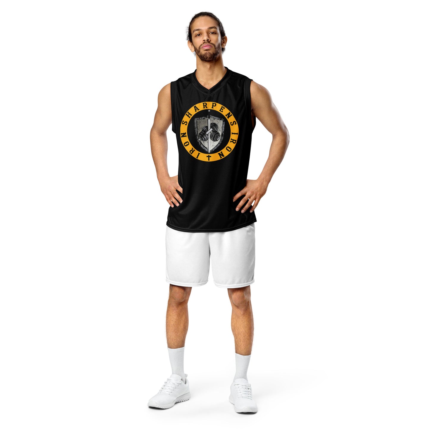 Recycled unisex IRON SHARPENS IRON basketball jersey