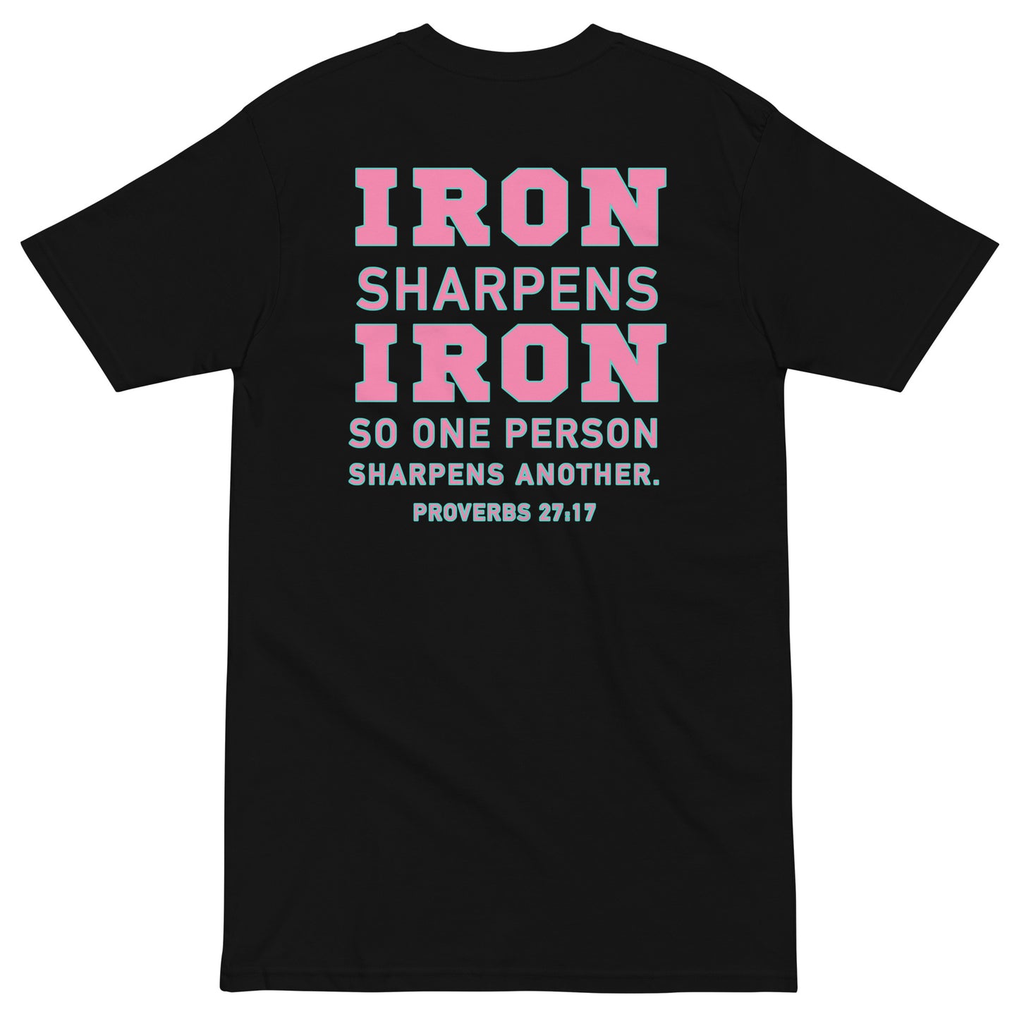 Iron Sharpens Iron south beach collection with scripture on the back