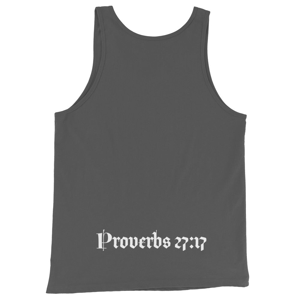 IRON SHARPENS IRON GYM TANK WITH VERSE ON BACK