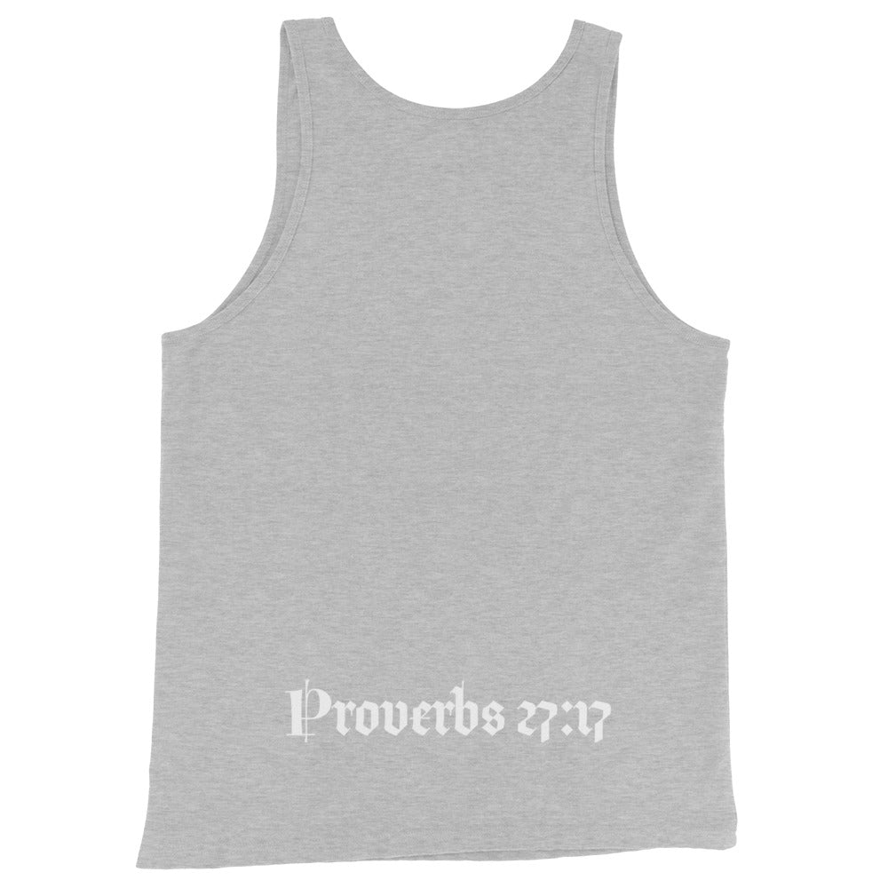 IRON SHARPENS IRON GYM TANK WITH VERSE ON BACK