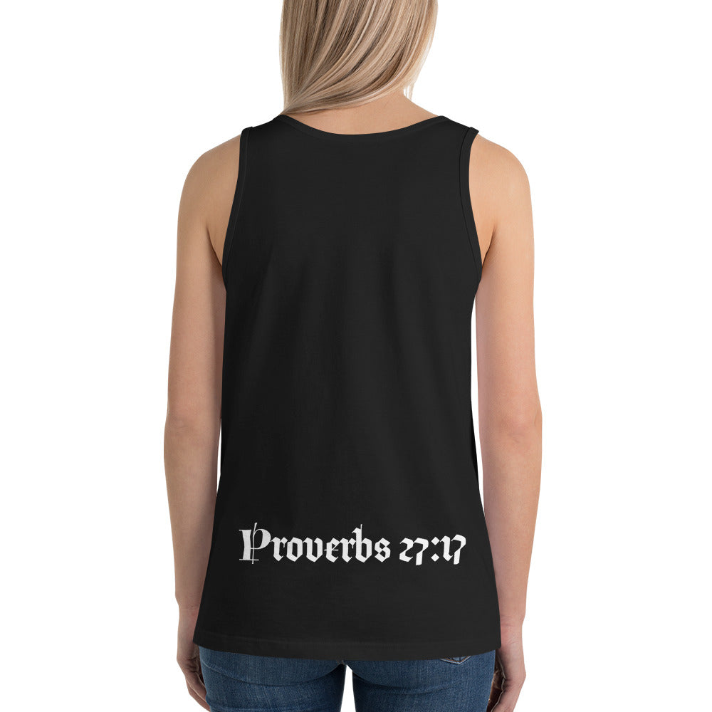 IRON SHARPENS IRON GYM TANK WITH VERSE ON BACK
