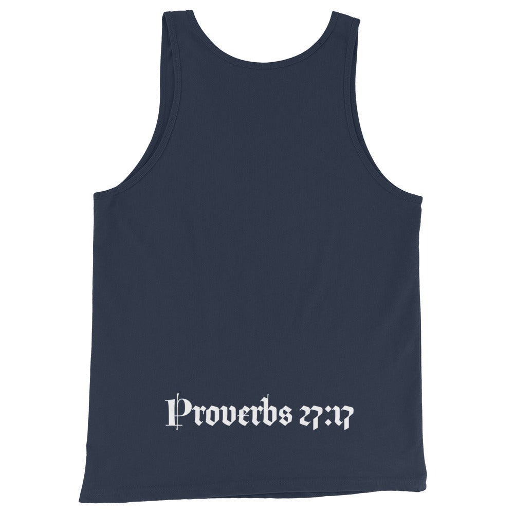 IRON SHARPENS IRON GYM TANK WITH VERSE ON BACK