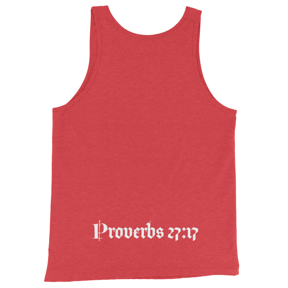 IRON SHARPENS IRON GYM TANK WITH VERSE ON BACK