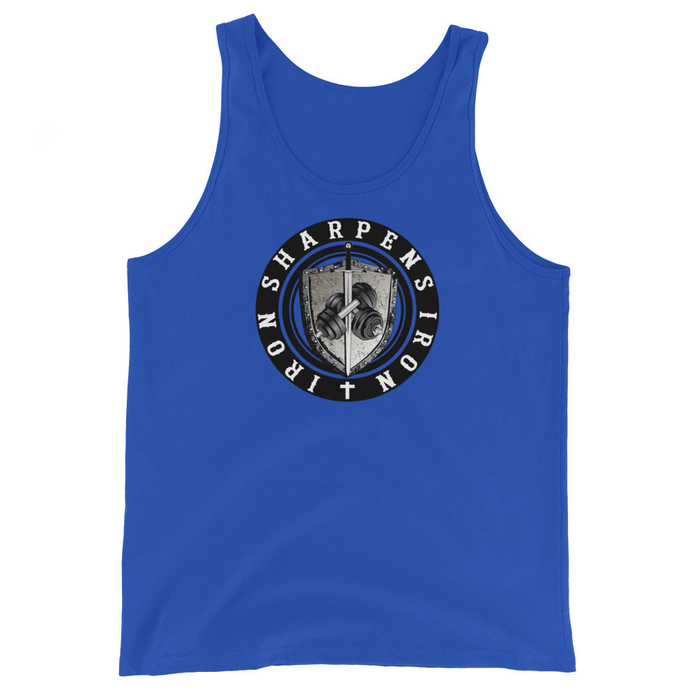 IRON SHARPENS IRON GYM TANK WITH VERSE ON BACK