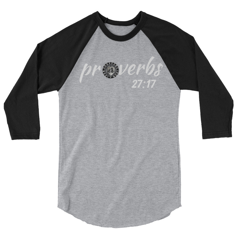 3/4 sleeve Proverbs 27:17 baseball T