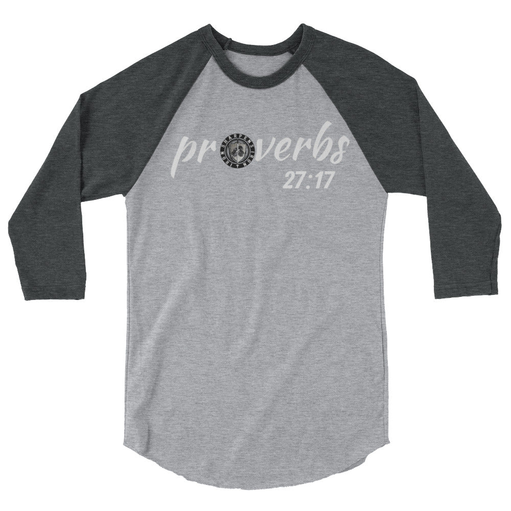 3/4 sleeve Proverbs 27:17 baseball T