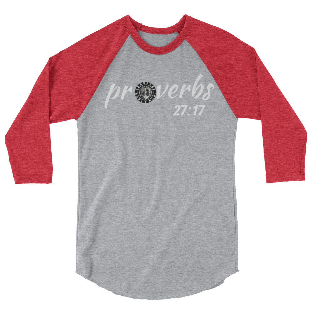 3/4 sleeve Proverbs 27:17 baseball T