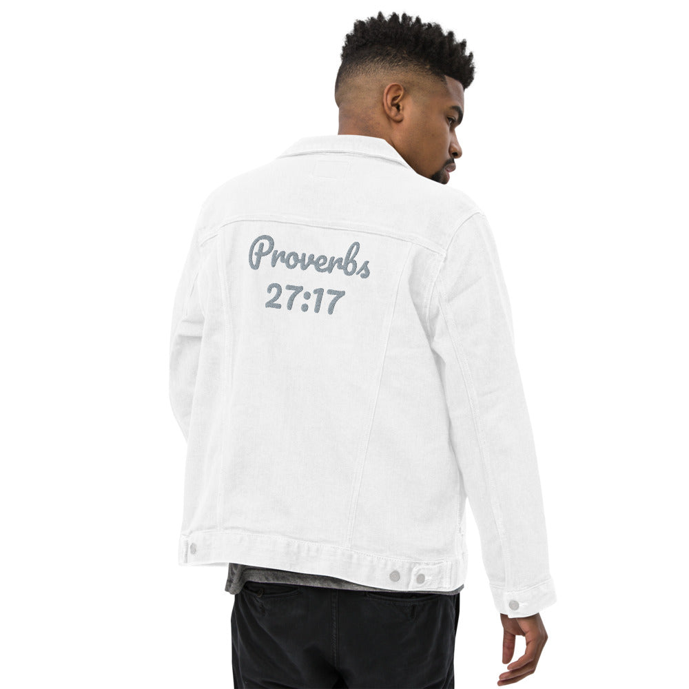 Unisex denim PROVERBS 27:17 PRO jacket