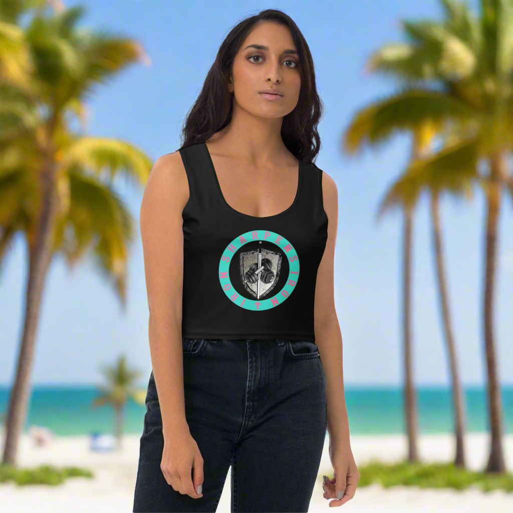 Black South Beach Iron Sharpens Iron Crop Top