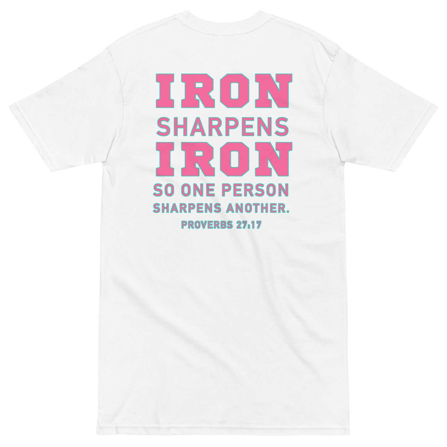 Iron Sharpens Iron south beach collection with scripture on the back
